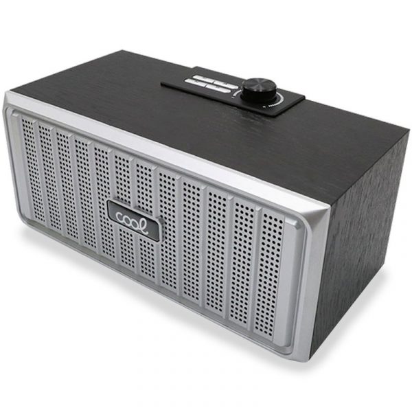 Altavoz Música Universal Bluetooth Marca COOL Retro (20W) Madera Negro Frontal Plata - Imagen 2