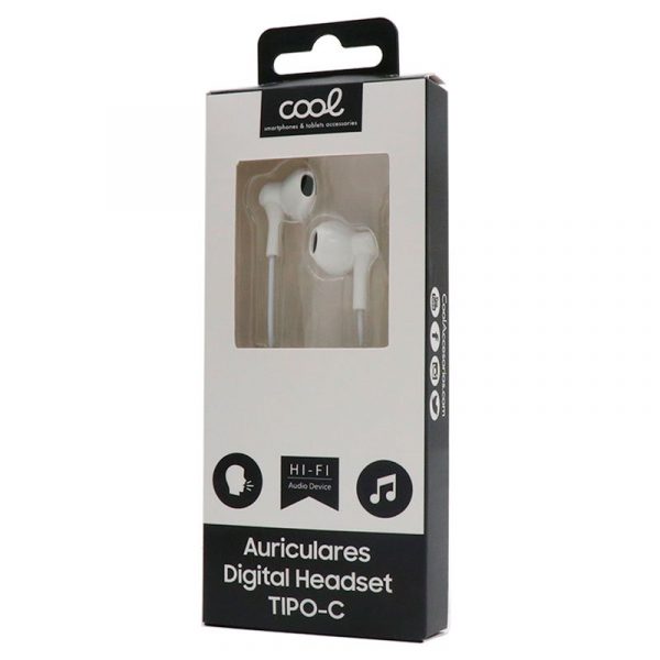 Auriculares Botón COOL Stereo Tipo-C Con Micro (Digital) Blanco - Imagen 2