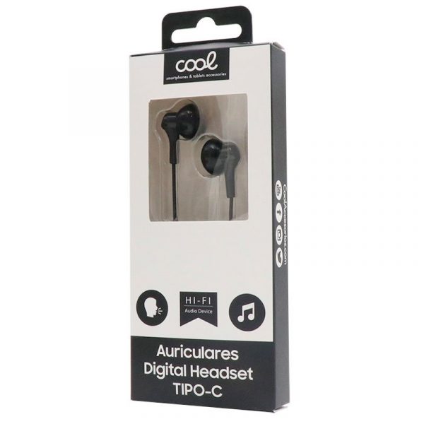 Auriculares Botón COOL Stereo Tipo-C Con Micro (Digital) Negro - Imagen 2