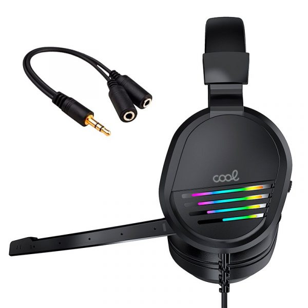 Auriculares Stereo PC / PS4 / PS5 / Xbox Gaming COOL Nitro Iluminación + Adapt. Audio - Imagen 3