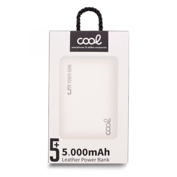 Bateria Externa Power Bank 5000 mAh COOL Leather Blanco - Imagen 3
