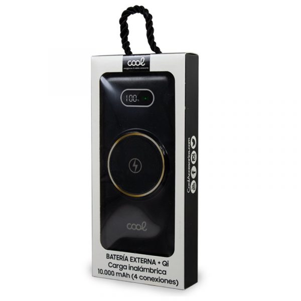 Batería Externa Universal Power Bank 10.000 mAh + Qi Carga Inalámbrica (4 conexiones) Negro - Imagen 2