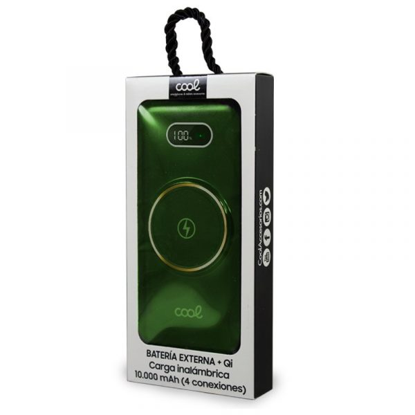 Batería Externa Universal Power Bank 10.000 mAh + Qi Carga Inalámbrica (4 conexiones) Verde - Imagen 2