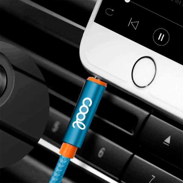 Cable Jack 3.5 mm a Jack 3.5 mm COOL Audio-Audio Nylon Celeste (1m) - Imagen 2