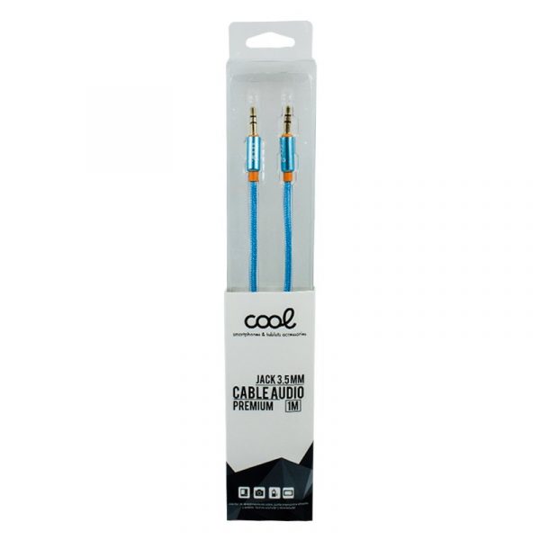 Cable Jack 3.5 mm a Jack 3.5 mm COOL Audio-Audio Nylon Celeste (1m) - Imagen 3
