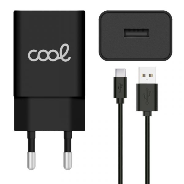 Cargador Red Conector Tipo-C 2.1Amp Universal COOL Kit 2 en 1 Negro - Imagen 2
