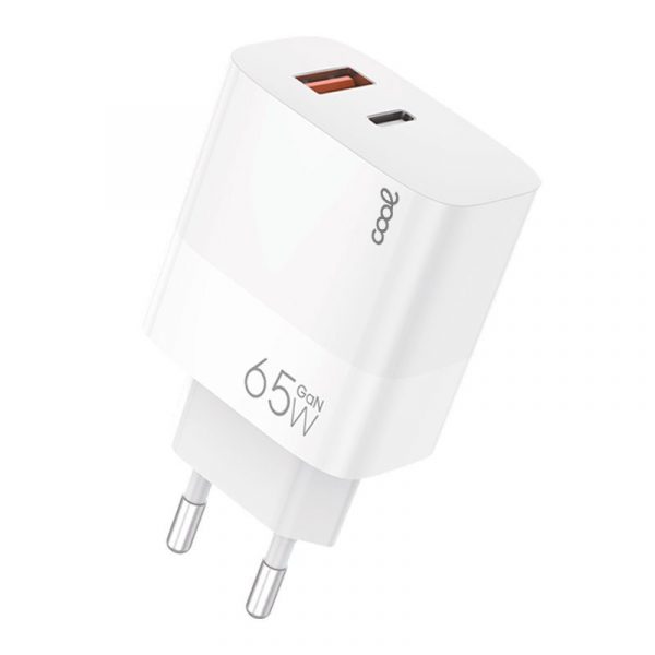 Cargador Red Universal Ultra Fast PD Tipo-C + USB COOL (65W + Cable Tipo-C) GaN Blanco - Imagen 3