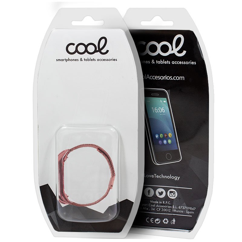 Correa COOL para Xiaomi Mi Band 5 / 6 / 7 / Amazfit Band 5 Metal Rosa - Imagen 3