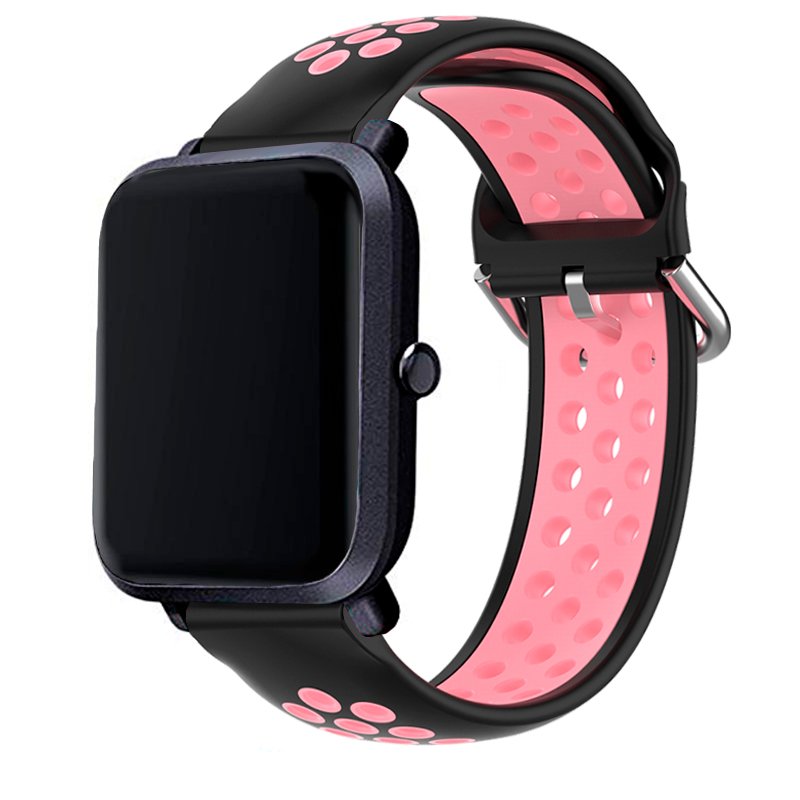 Correa Universal 20mm Amazfit Bip / GTS / Bip Lite / Huawei / Samsung / COOL Goma Negro-Rosa - Imagen 2