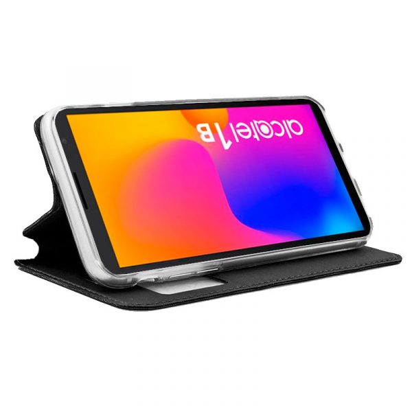 Funda COOL Flip Cover para Alcatel 1B (2022) Liso Negro - Imagen 2