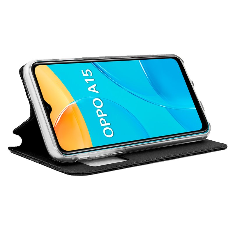 Funda COOL Flip Cover para Oppo A15 / A15s Liso Negro - Imagen 2