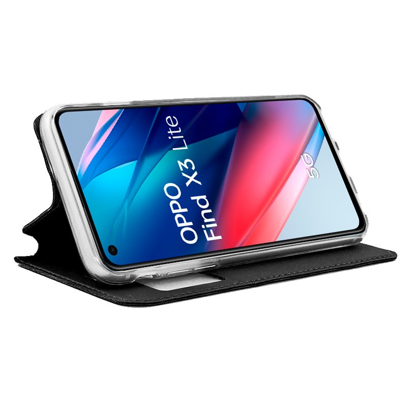 Funda COOL Flip Cover para Oppo Find X3 Lite Liso Negro - Imagen 2