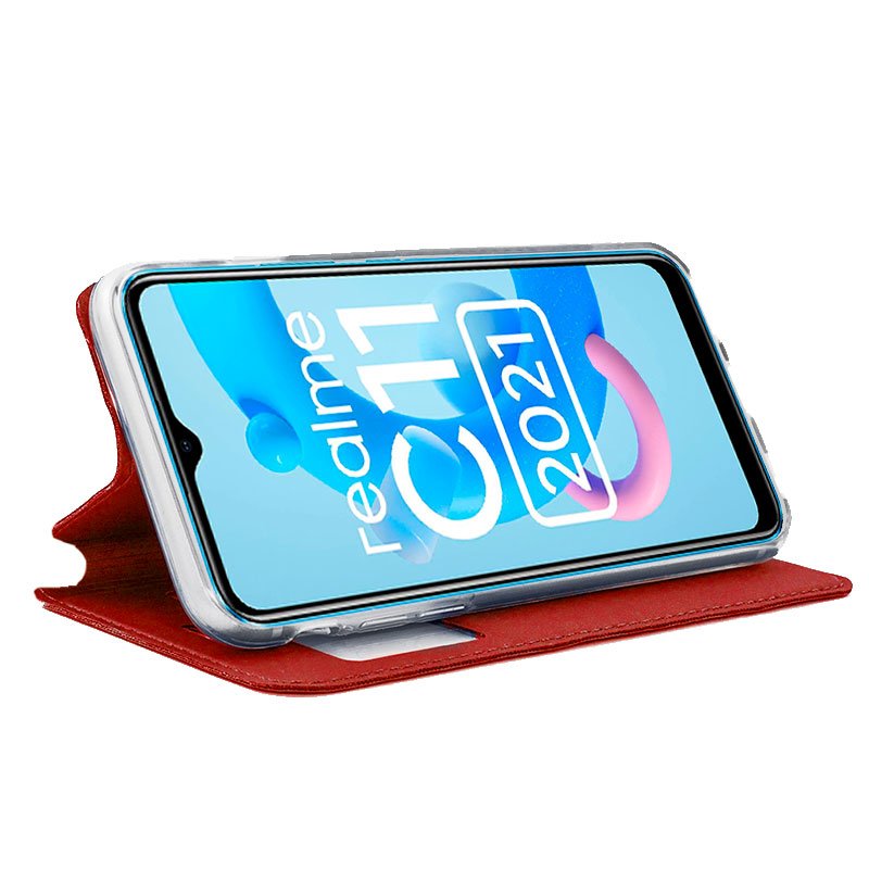 Funda COOL Flip Cover para Realme C11 2021 Liso Rojo - Imagen 2
