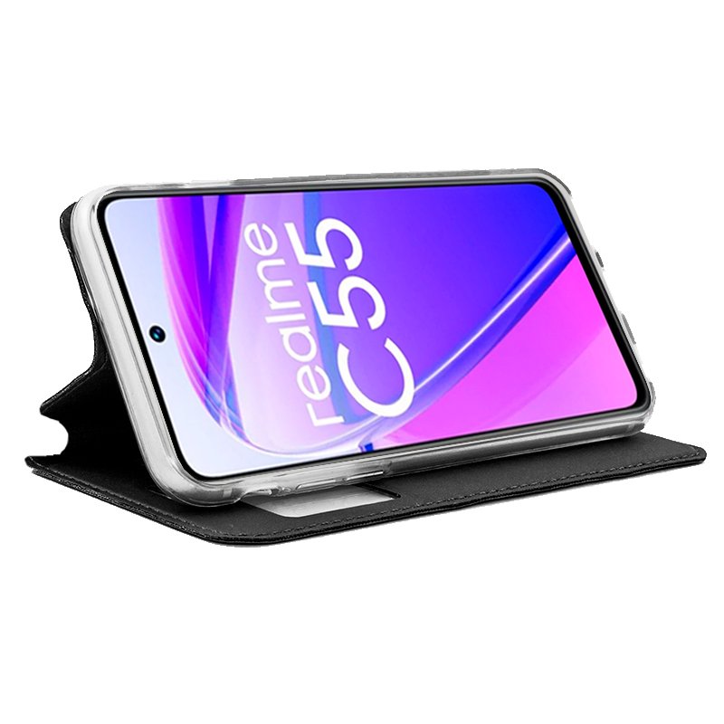 Funda COOL Flip Cover para Realme C55 Liso Negro - Imagen 2