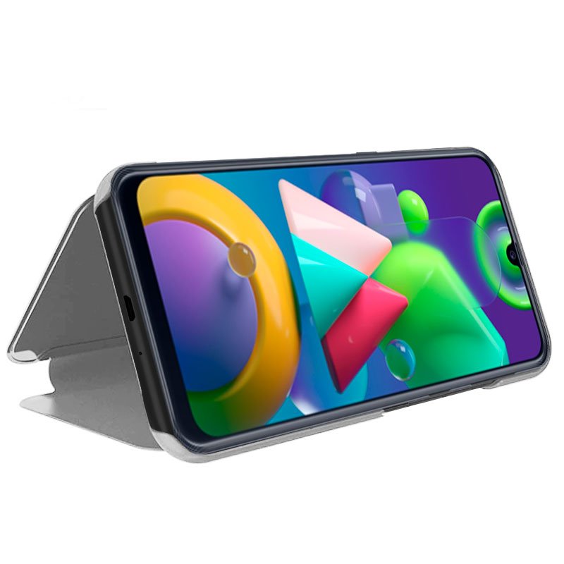 Funda COOL Flip Cover para Samsung M215 Galaxy M21 / M31 Clear View Plata - Imagen 2