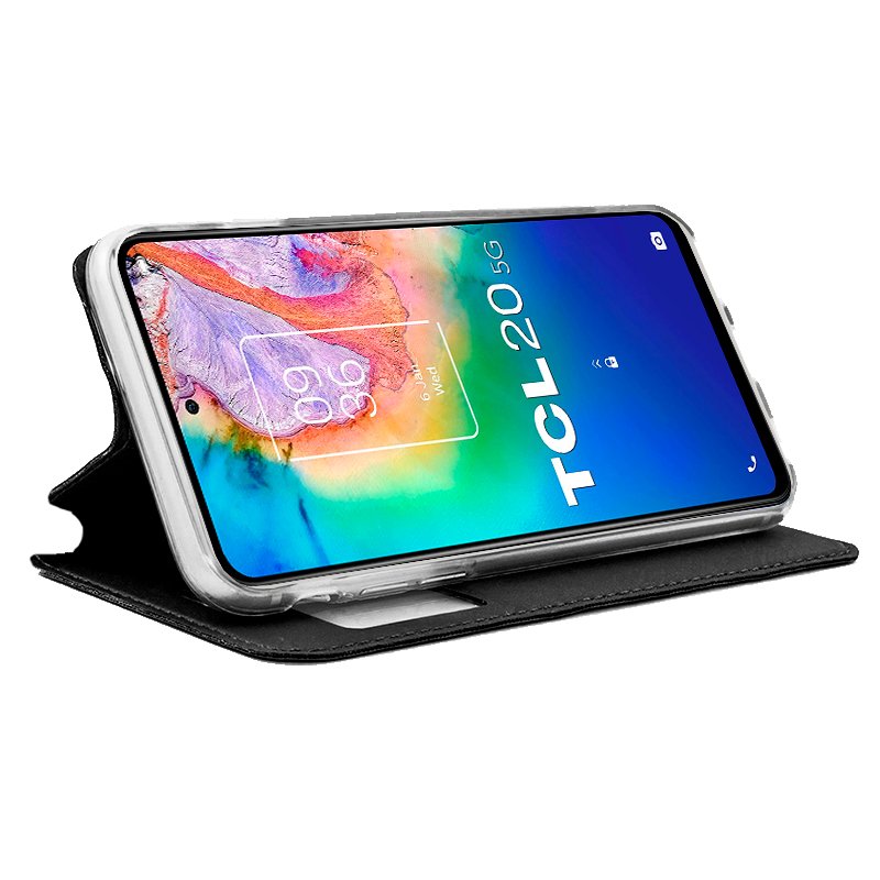 Funda COOL Flip Cover para TCL 20 5G / 20L / 20 L Plus Liso Negro - Imagen 2