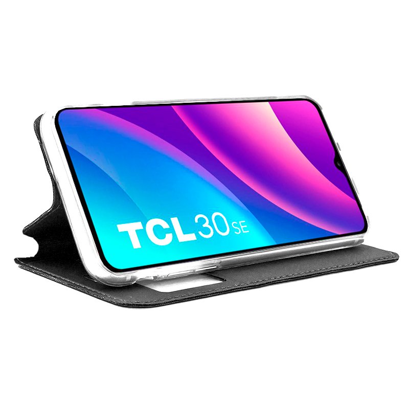 Funda COOL Flip Cover para TCL 30 SE / 30E / 305 / 306 Liso Negro - Imagen 2