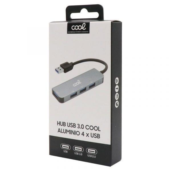 Hub USB Universal COOL 4 Puertos USB (2.0 / 3.0) Aluminio Gris - Imagen 2