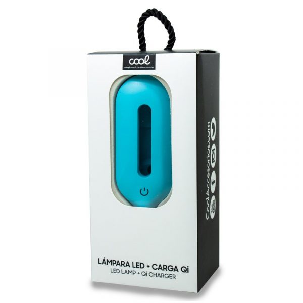 Lámpara LED + Base Carga Inalámbrica Qi COOL Celeste - Imagen 3