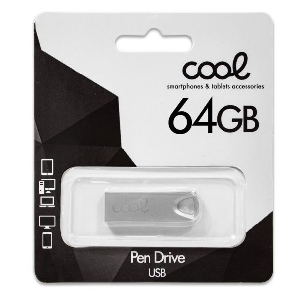 Pen Drive USB x64 GB 2.0 COOL Metal KEY Plata - Imagen 2