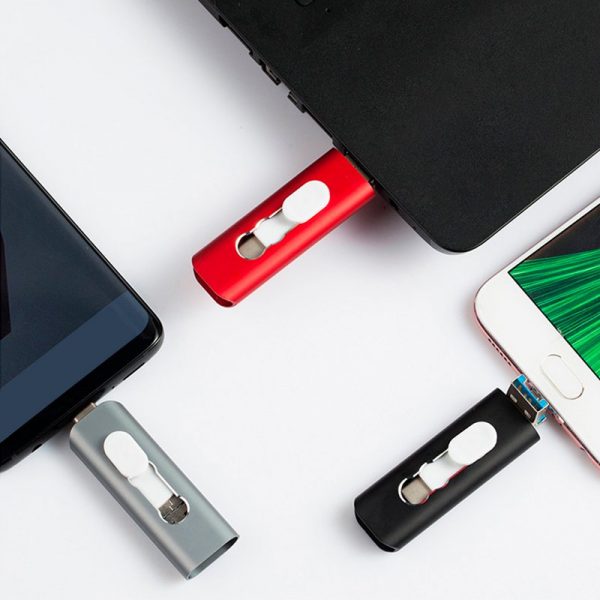 Pen Drive x USB 128 GB COOL (3 en 1) Lightning / Tipo-C / USB Gris - Imagen 2