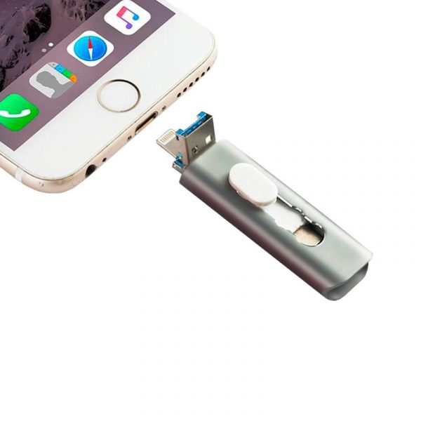 Pen Drive x USB 128 GB COOL (3 en 1) Lightning / Tipo-C / USB Gris - Imagen 3